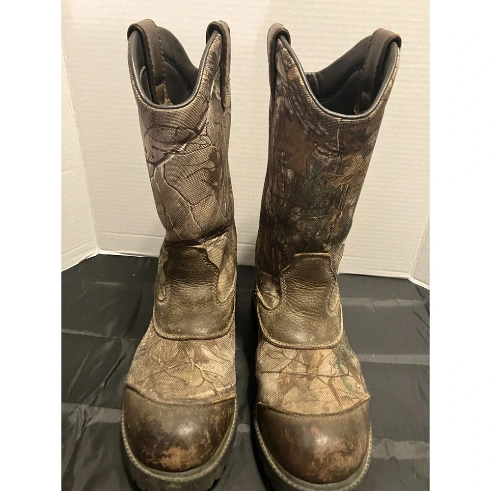 Game Winner Pull On Mens Hunting Camo Waterproof Boots US Size 8.9 Mid Calf - Picture 2 of 12